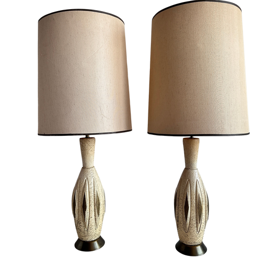 LI014 SET OF TWO MCM CERAMIC LARGE TABLE LAMPS