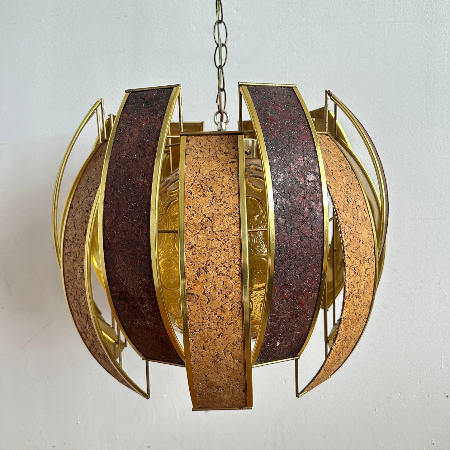 LI029 BRUTALIST CORK & GLASS PENDANT LAMP