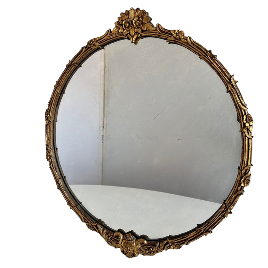 MR010 ORNATE ROUND GILT MIRROR
