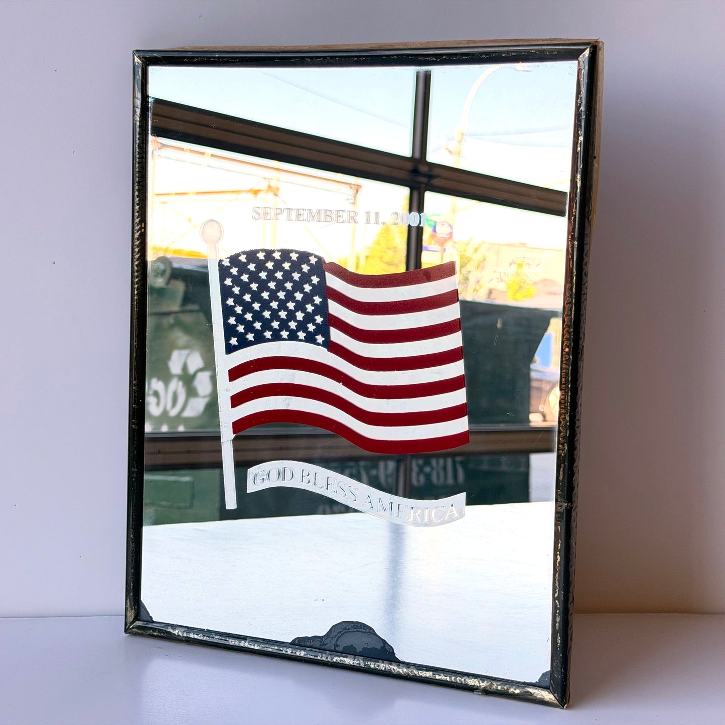 MR012 DISTRESSED 9/11 USA MIRROR