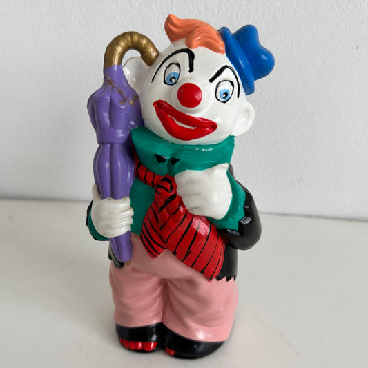 OB001 HAND PAINTED CERAMIC CLOWN WITH UMBRELLA