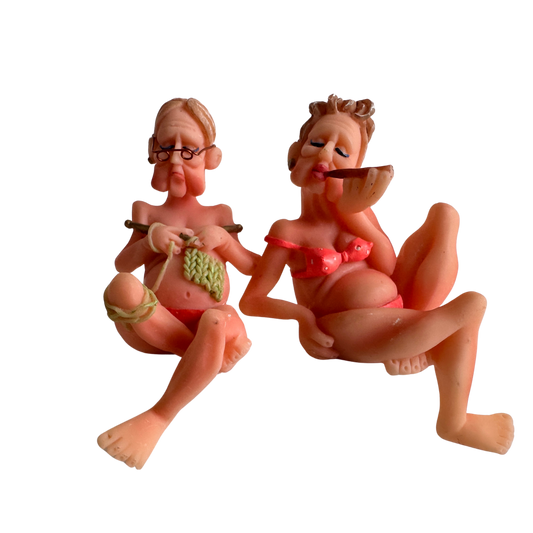 OB003 SET OF TWO GRANDMAS IN BIKINIS