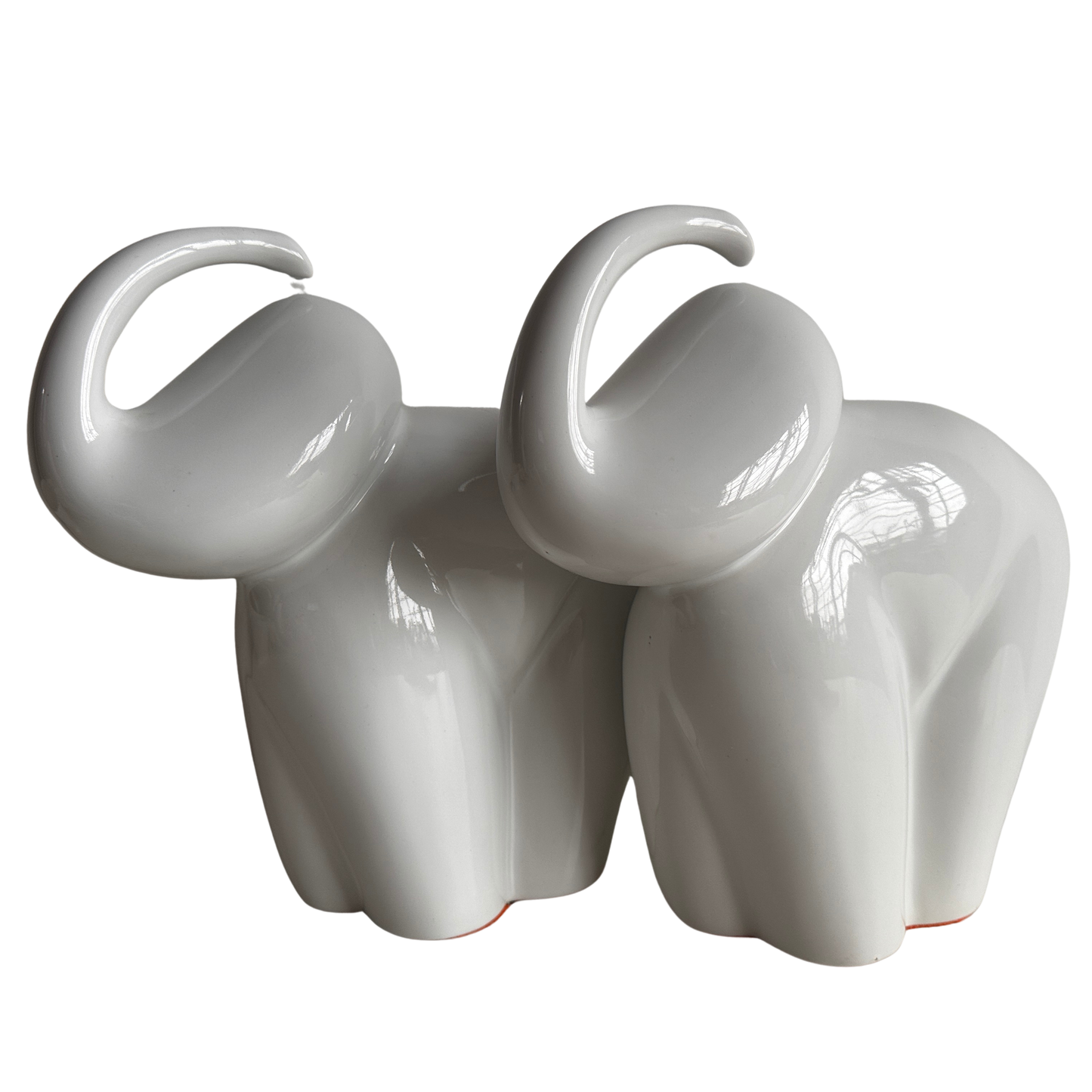 OB012 WHITE CERAMIC ELEPHANT PAIR