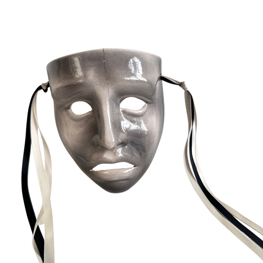 OB060 SILVER CERAMIC TRAGEDY MASK