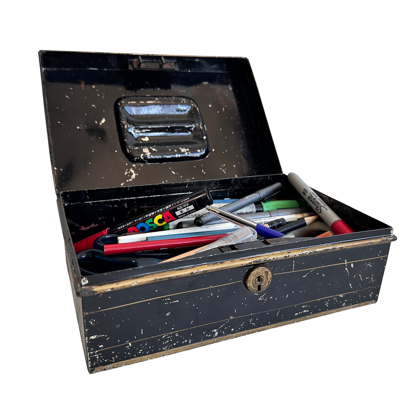 OB068 BLACK ANTIQUE CASH BOX