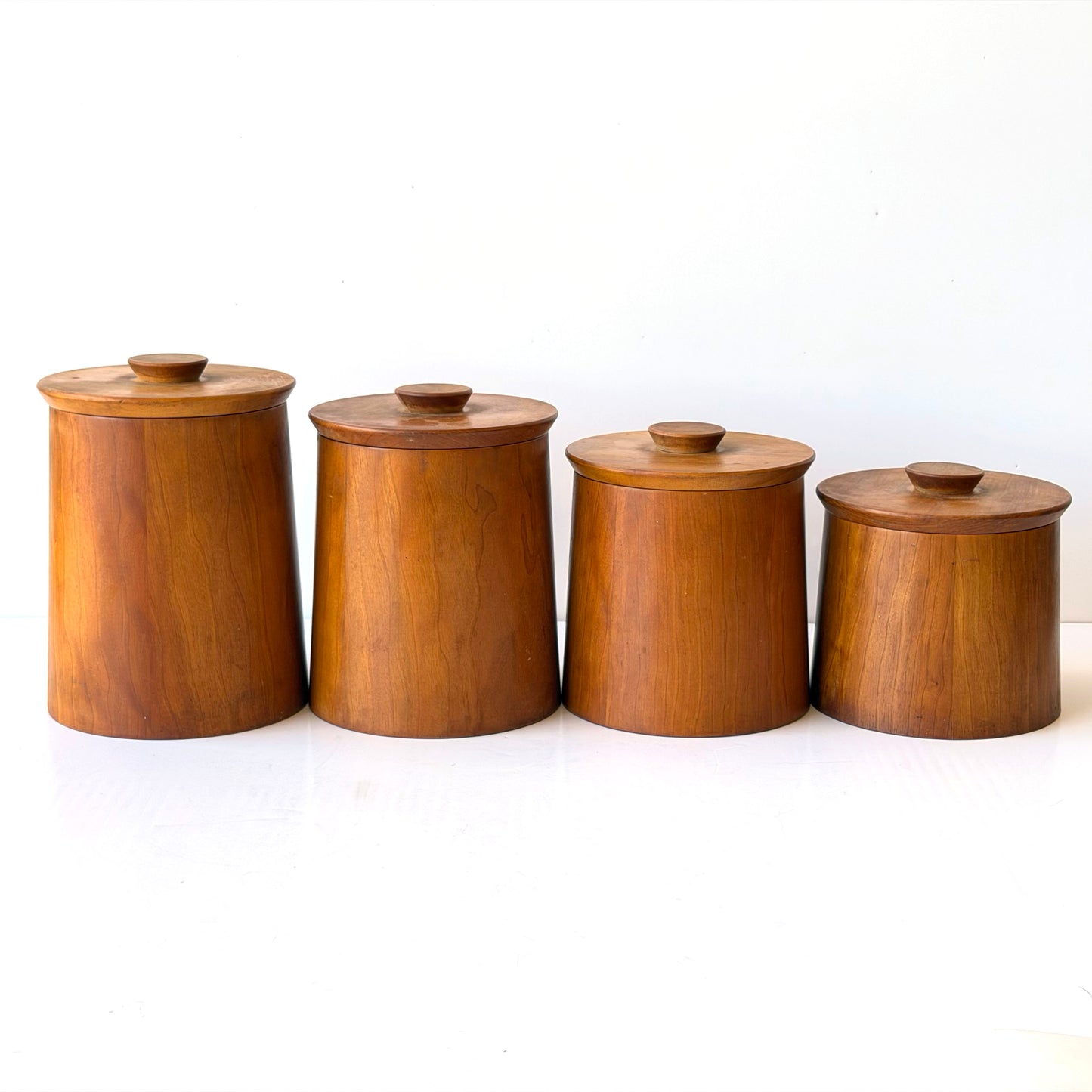 OB079 SET OF 4 TEAK WOOD CANISTERS