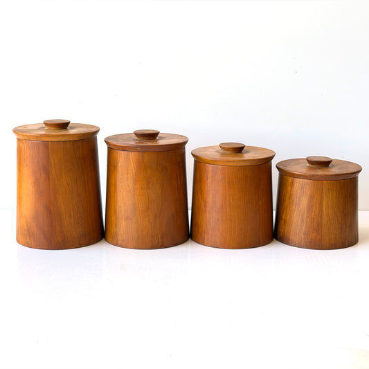 OB079 SET OF 4 TEAK WOOD CANISTERS