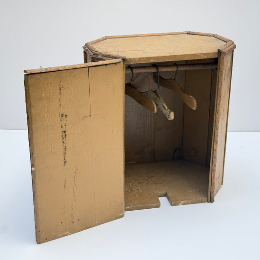 OB093 ANTIQUE DOLL WARDROBE CLOSET ARMOIRE