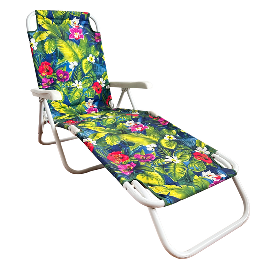 OD004 ORCHID PRINT FOLDING OUTDOOR BEACH LOUNGER