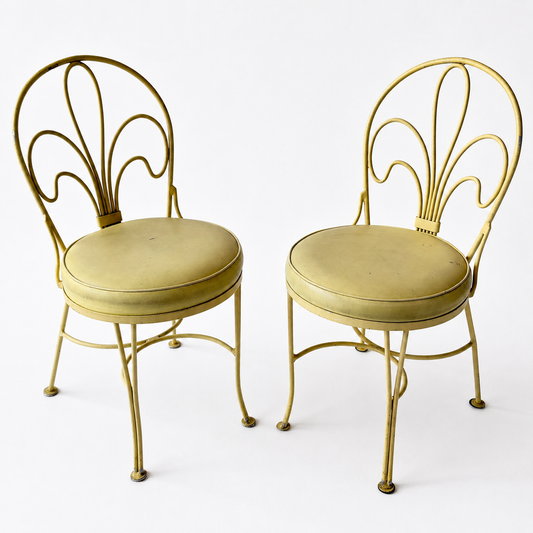 OD011 VINTAGE DISTRESSED YELLOW OUTDOOR CHAIRS