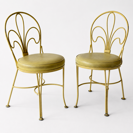 OD011 VINTAGE DISTRESSED YELLOW OUTDOOR CHAIRS