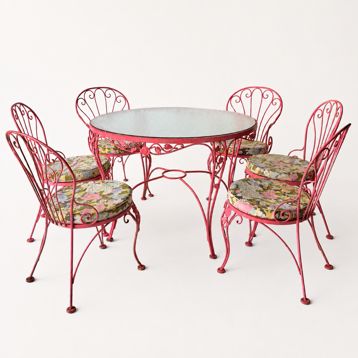 OD014 PINK IRON PATIO SET