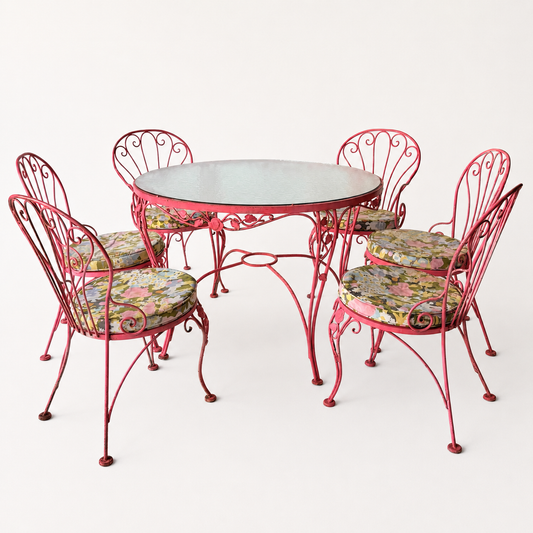 OD014 PINK IRON PATIO SET