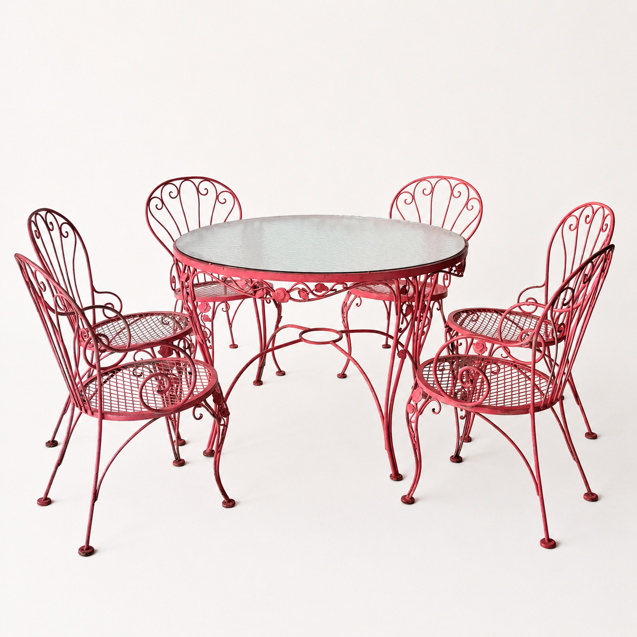 OD014 PINK IRON PATIO SET