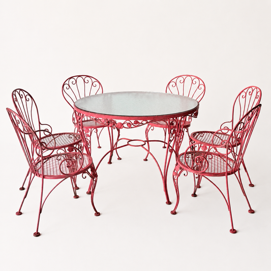 OD014 PINK IRON PATIO SET