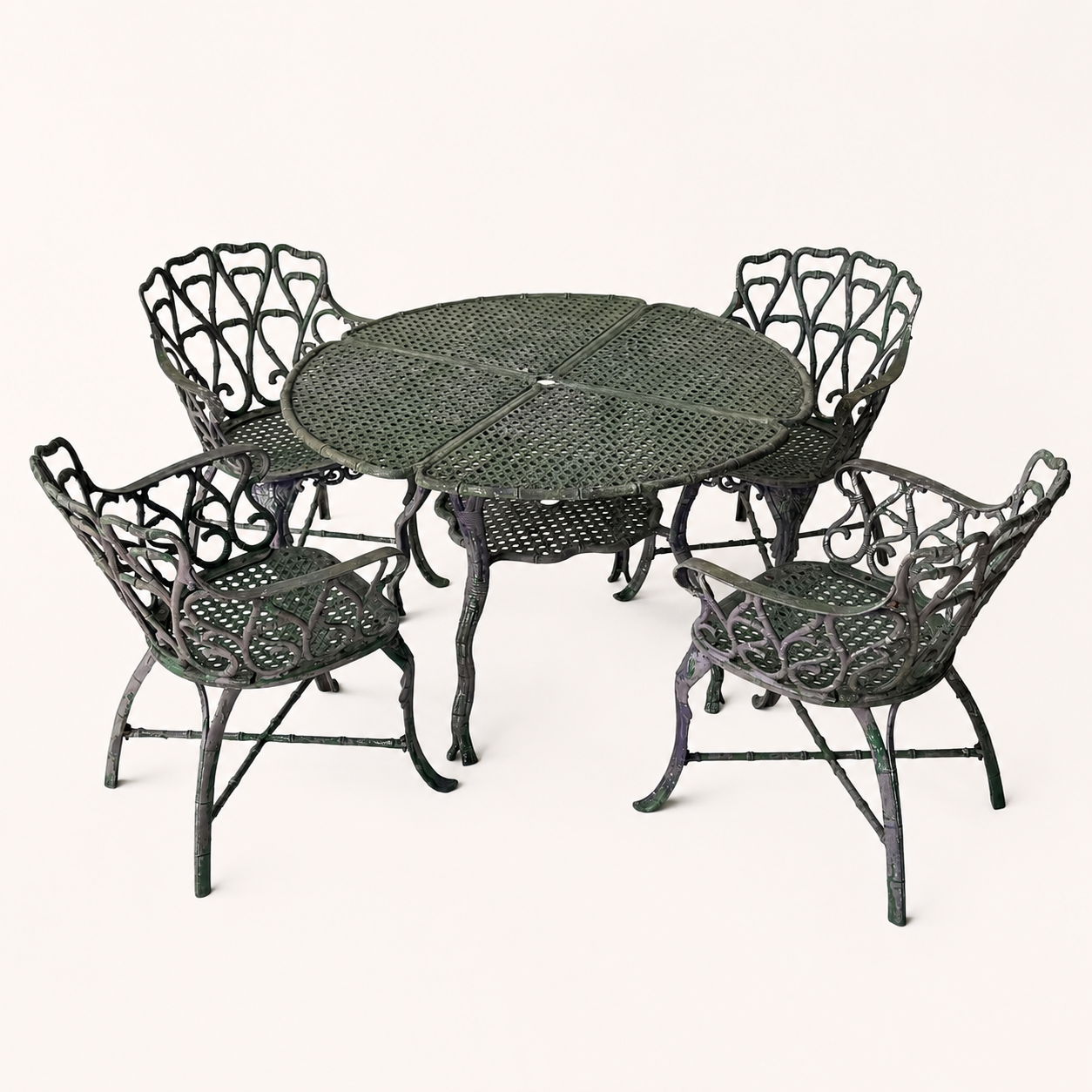 OD017 CAST ALUMINAM FAUX BAMBOO PATIO SET
