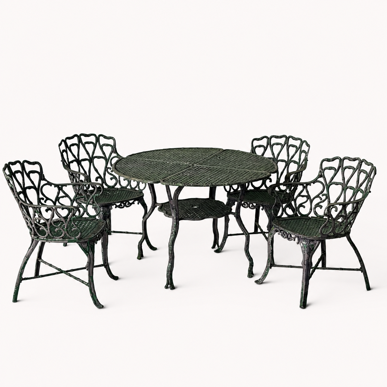 OD017 CAST ALUMINAM FAUX BAMBOO PATIO SET