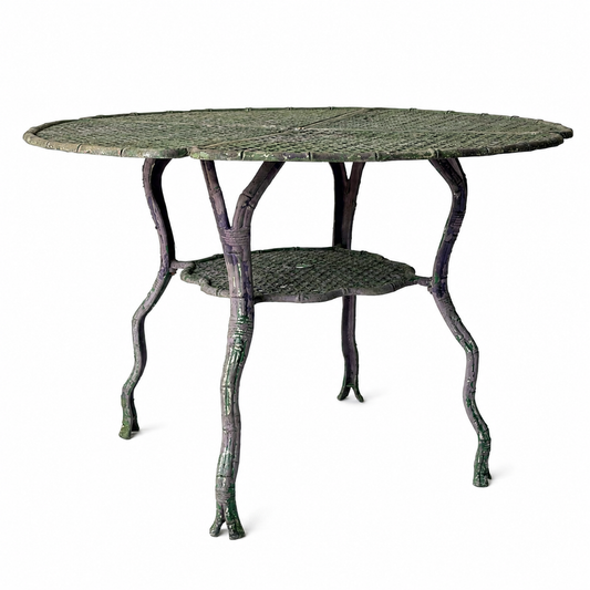 OD018 CAST ALUMINAM FAUX BAMBOO PATIO TABLE