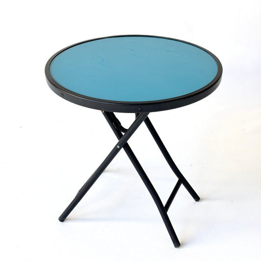 OD022 TURQUOISE GLASS FOLDING SIDE TABLE
