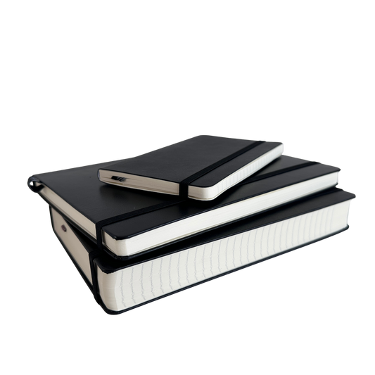 OF009 STACK OF 3 BLACK BOUND NOTEBOOKS