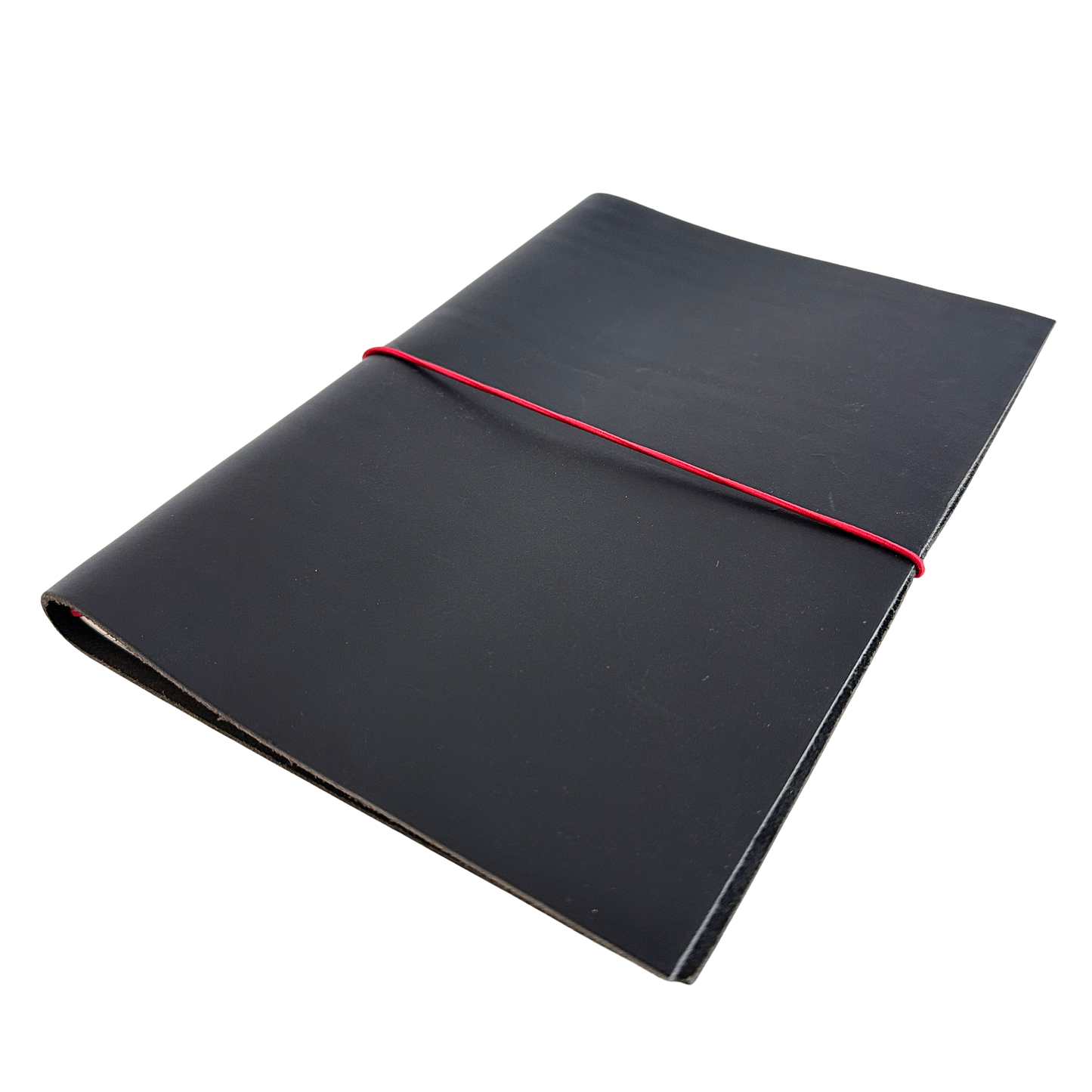 OF020 BLACK LEATHER JOURNAL WITH RED DETAIL