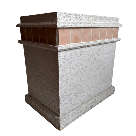 PD012 LARGE WHITE STUCCO WITH PINK TILE PEDESTAL