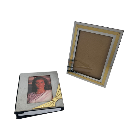 PF005 CHROME AND GOLD TABLETOP PICTURE FRAME AND PHOTO ALBUM