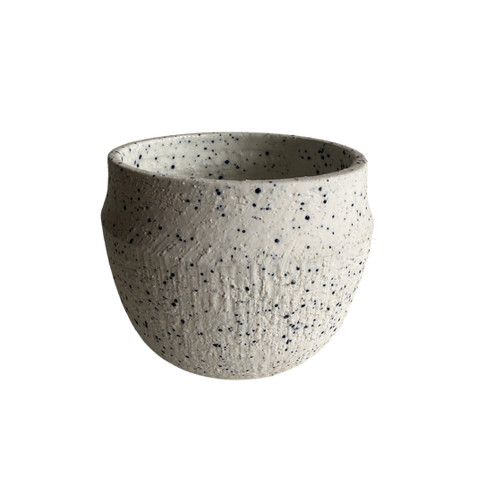 PL005 WHITE WITH BLUE SPECKLES PLANTER