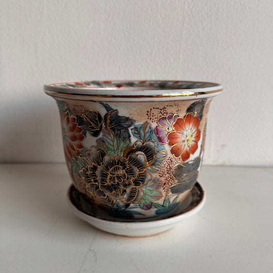 PL011 FLORAL CHINESE PLANTER WITH DISH