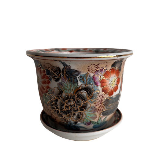 PL011 FLORAL CHINESE PLANTER WITH DISH