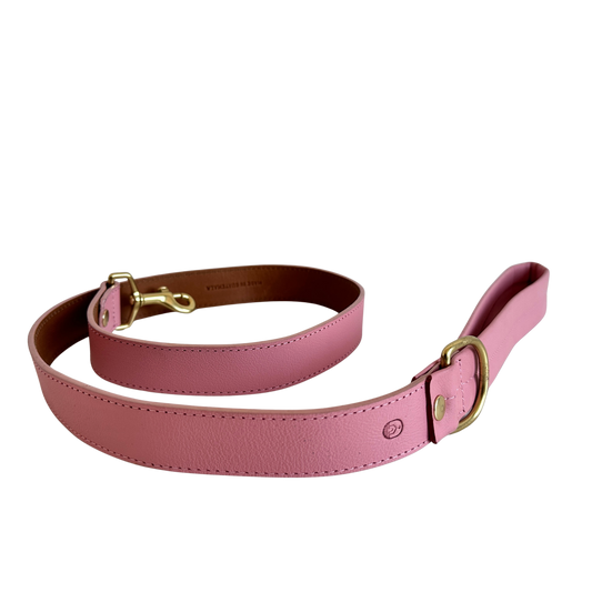 PT001 PINK & TAN LEATHER DOG LEASH