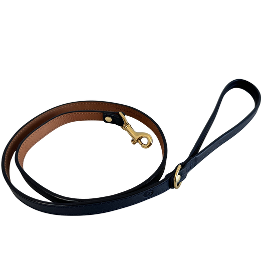 PT003 NAVY BLUE LEATHER DOG LEASH