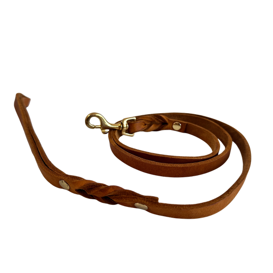 PT004 TAN LEATHER DOG LEASH