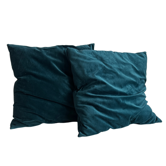 PW001 PAIR OF TEAL VELVET PILLOWS