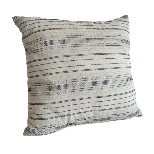 PW009 WHITE WITH NAVY LINE STITCHING PATTERN PILLOW