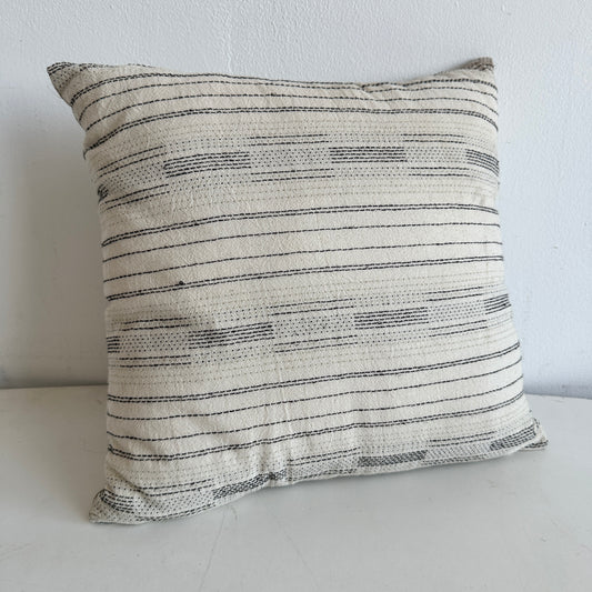 PW009 WHITE WITH NAVY LINE STITCHING PATTERN PILLOW