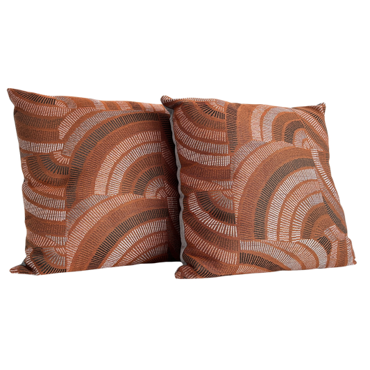 PW026 RUST FAN PATTERN PILLOWS