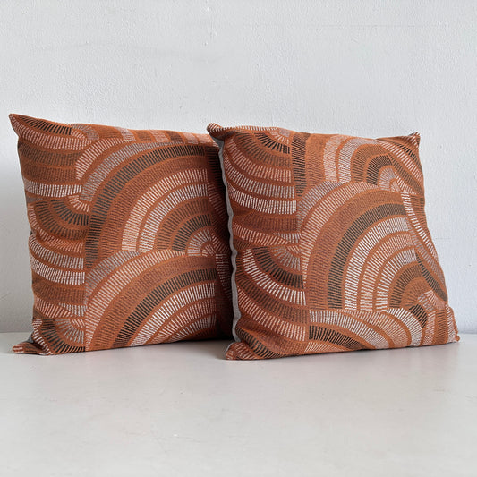 PW026 RUST FAN PATTERN PILLOWS