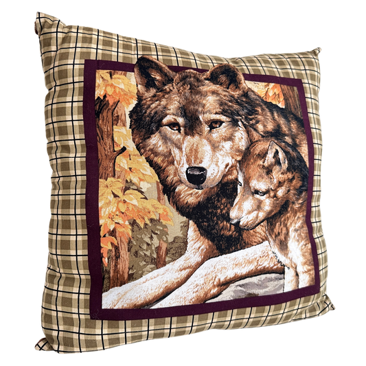 PW028 PLAID WOLF PILLOW
