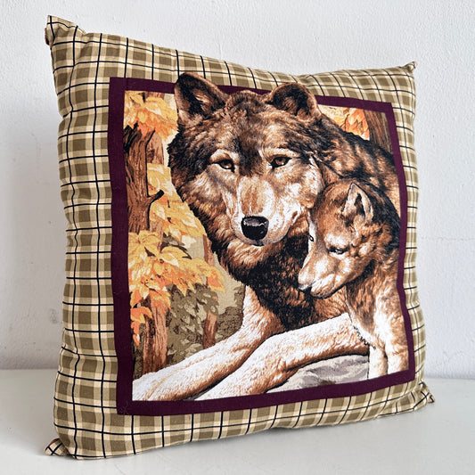 PW028 PLAID WOLF PILLOW
