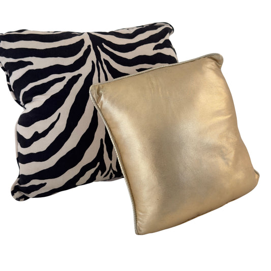 PW038 ZEBRA AND GOLD PILLOW SET