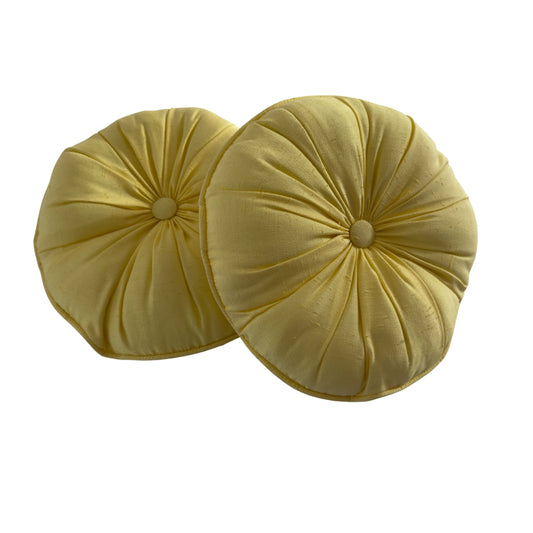 PW039 PAIR OF ROUND YELLOW PILLOWS