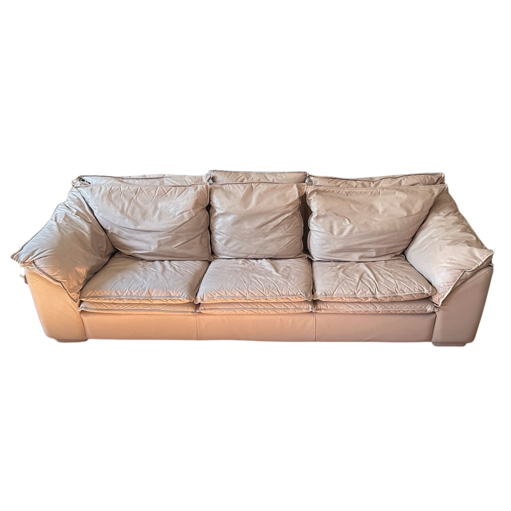 SF009 DUSTY PINK ITALIAN LEATHER THREE SEATER SOFA