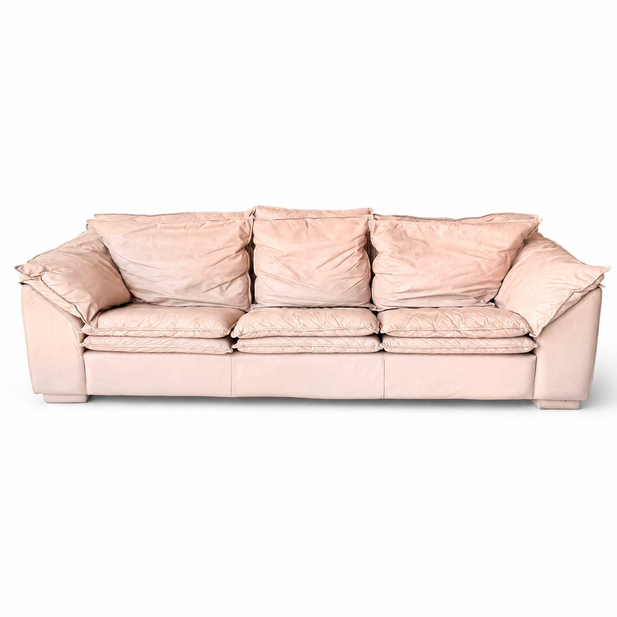 SF007 POST MODERN DUSTY PINK THREE SEATER LEATHER SOFA