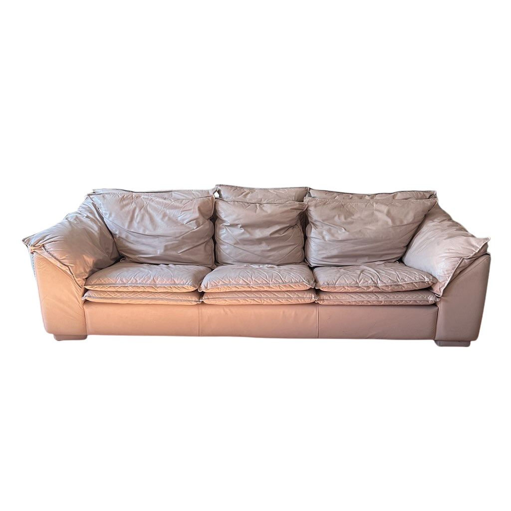 SF009 DUSTY PINK ITALIAN LEATHER THREE SEATER SOFA