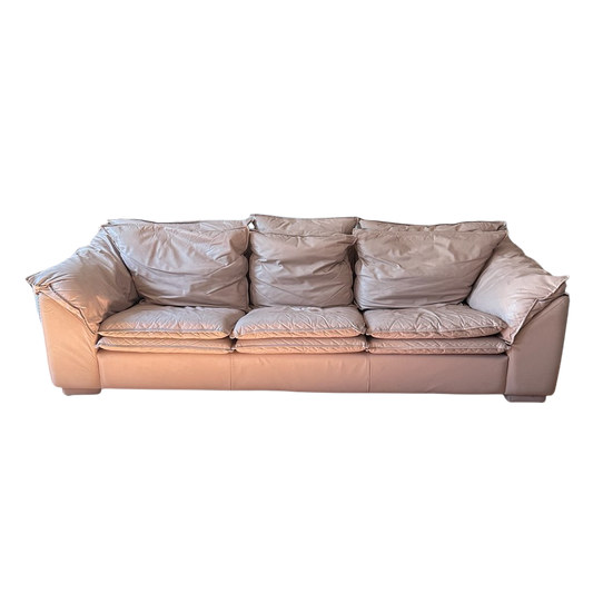 SF009 DUSTY PINK ITALIAN LEATHER THREE SEATER SOFA