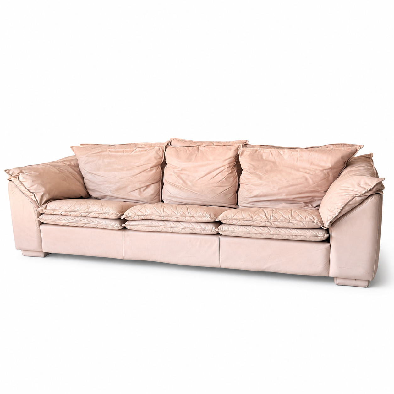 SF007 POST MODERN DUSTY PINK THREE SEATER LEATHER SOFA