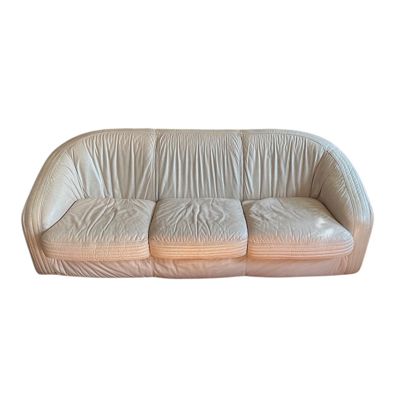 SF008 BLUSH PINK ITALIAN LEATHER THREE SEATER SOFA