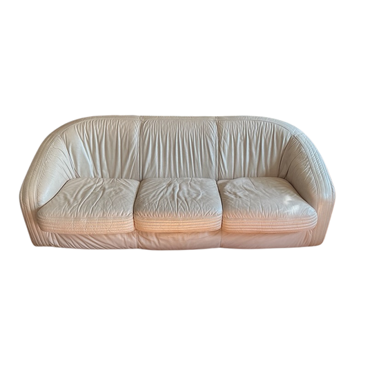 SF008 BLUSH PINK ITALIAN LEATHER THREE SEATER SOFA