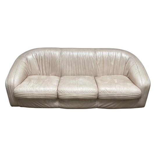 SF008 BLUSH PINK ITALIAN LEATHER THREE SEATER SOFA